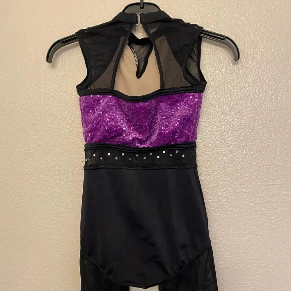 WEISSMAN Dance Costume unitard black purple Cold Hearted Snake 14693 SA adult